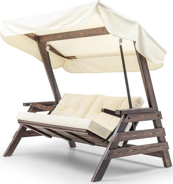Riva Swing  Ahşap Dış Mekan Bahçe Balkon Ve Teras Salıncağı Krem - Image 1