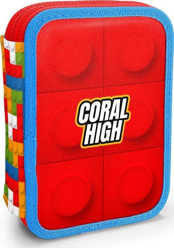 Coral High Kids Renkli Blok Desenli Çift Katlı Kalem Çanta 11157 - Image 1