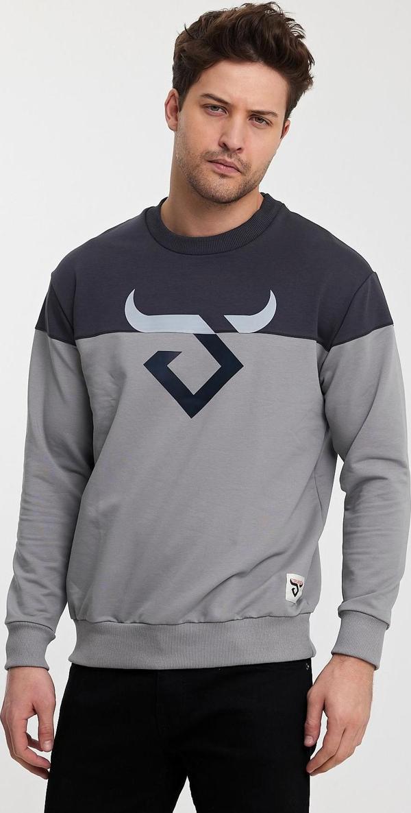 Twobull HELSİNKİ Erkek Sweatshirt Füme / Taş - Image 1