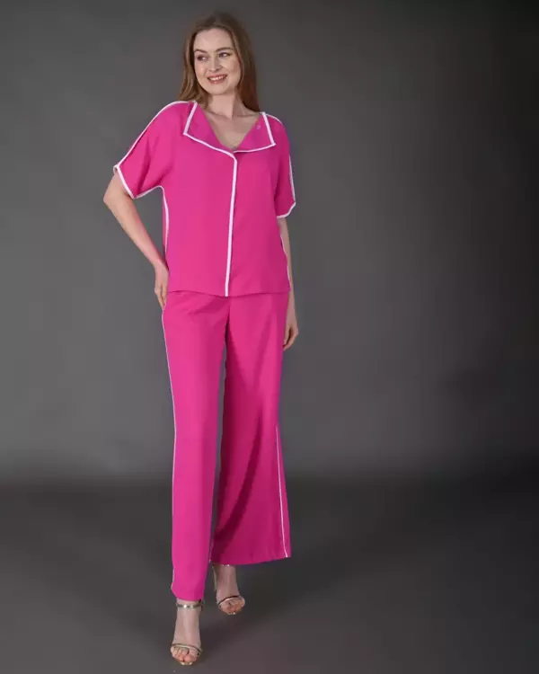 Modatalika Kadın Biye Detaylı Krep Kumaş Yeni Sezon İkili Takım - Image 1