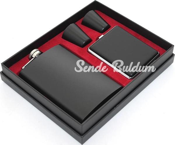 Paslanmaz Çelik 2 Shot Bardak Ve  Tabakalı Matara Seti Alk2670 - Image 1