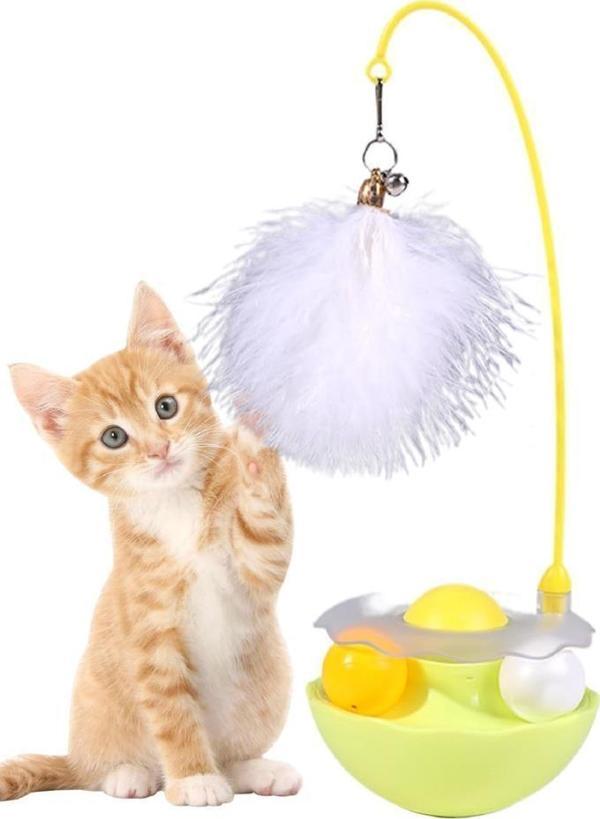 Nirnisa Kedi Otlu Hacı Yatmaz Kedi Oyuncağı Hareketli Devrilmez Peluş Tüylü Zilli Kedi Oyun Topu Oyuncak - Image 1