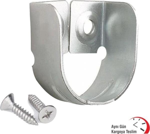 Htm Yapı Gardrop Dolap Içi Yuvarlak Askı Aparatı Flanş 2 Adet + 2 Adet Vida - Image 1