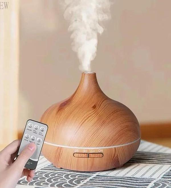 Açık Bambu Hava Nemlendirici Difüzör Led Işıklı Zaman Ayarlı Buhar Makinesi  - Image 1