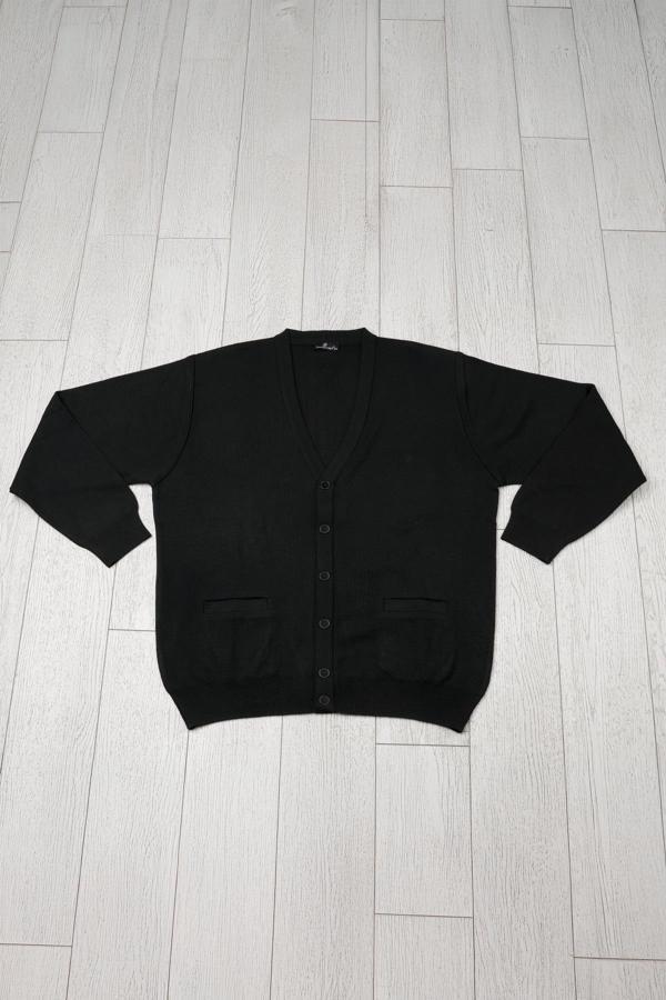 Ön Cepli V Yaka Battal (Büyük Boy) Düğmeli Yünlü Triko Hırka - Image 1