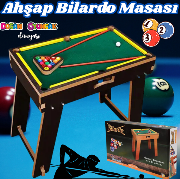 Ahşap Bilardo Masası - Bilardo Maçı - Bilardo Oyuncak - 8 Ball Oyunu - Büyük Bilardo Seti - Bilardo  - Image 1