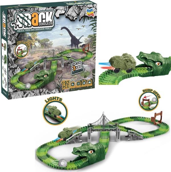 Dinozor Trucks 192 Parça Raylı Pist - Raylı Araç Oyuncak - Tren Oyuncak - Renkli Araç Yolu - Dino Tr - Image 1