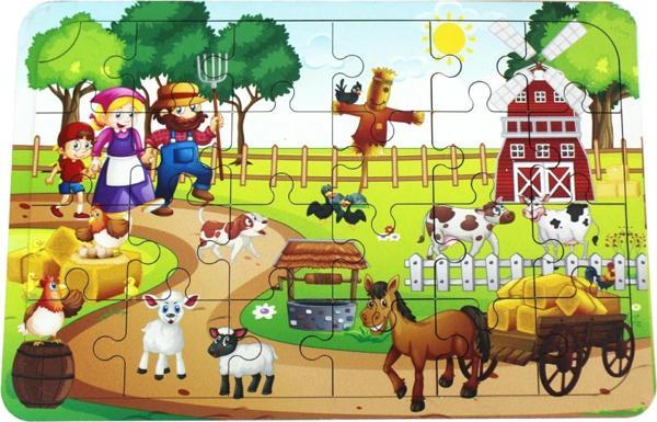 Ahşap Çiftlik Puzzle - Bebekleri İçin Puzzle - Ahşap Yapboz Oyuncak - Oyuncak Yap-boz - 24 Parça Puz - Image 1