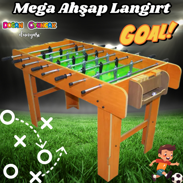 Mega Ahşap Langırt Seti - Ahşap Oyuncak - Futbol Oyuncakları - Top Oyuncak Langırt Setleri - Langırt - Image 1