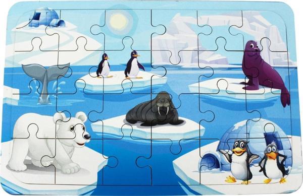 Ahşap Kutup Hayvanları Puzzle - Bebekleri İçin Puzzle - Ahşap Yapboz Oyuncak - Oyuncak Yap-boz - 24  - Image 1