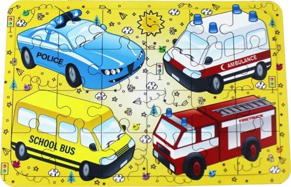 Ahşap Taşıtlar Puzzle - Bebekleri İçin Puzzle - Ahşap Yapboz Oyuncak - Oyuncak Yap-boz - 24 Parça Pu - Image 1