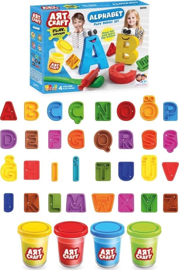 Alfabe Hamur Seti 224 Gr. - Oyun Hamuru Seti - Hamur Setleri - Hamur Kalıpları - Kelime Hamur - Sayı - Image 1
