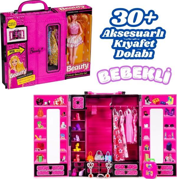 Beauty Aksesuarlı Bebekli Gardırop - Barbie Dolap - Barbie Giysi Dolabı - Barbie Gardırop - Gardrop - Image 1