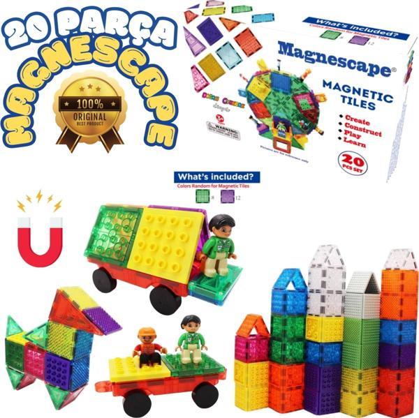 Orijinal Magnescape Magnetic Tiles 20 Parça - Magnetic Magical Magnet - Mıknatıslı Lego Magnescape - Image 1