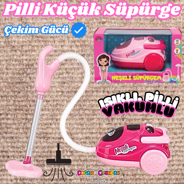 Küçük Pilli Neşeli Süpürgem - Pilli Oyuncak Süpüge - Elektirikli Süpürge Oyuncak - Işıklı Sesli Süpü - Image 1