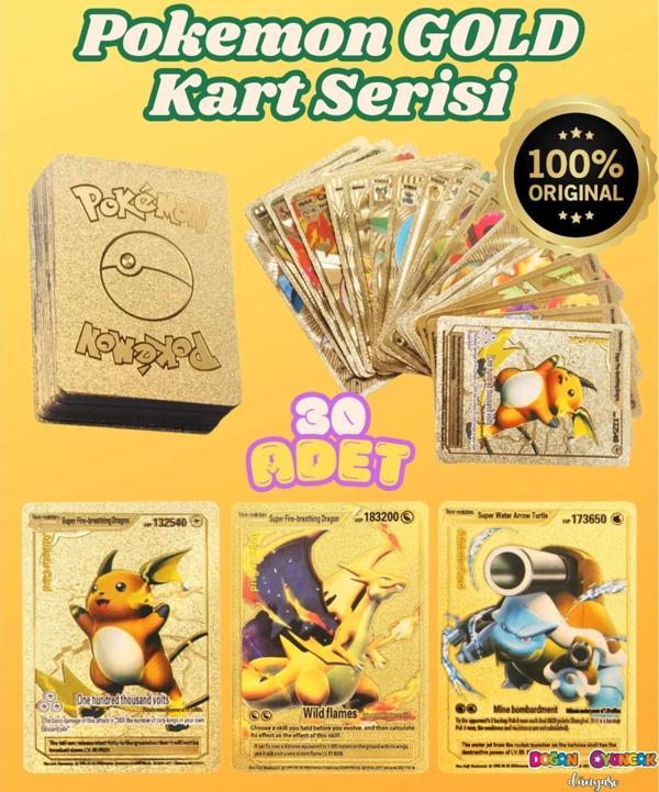 Orijinal Pokemon Kart Gold Serisi 30'lu Paket - Pokemon Oyun Kartları - Pikachu Koleksiyonluk Kartı - Image 1