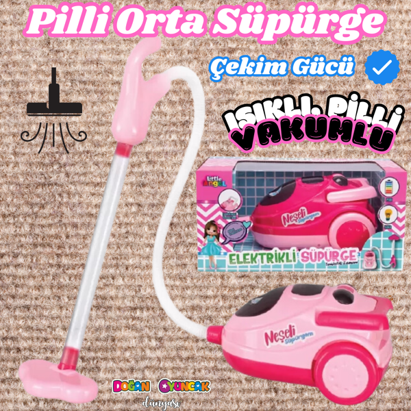 Orta Pilli Neşeli Süpürgem - Pilli Oyuncak Süpüge - Elektirikli Süpürge Oyuncak - Işıklı Sesli Süpür - Image 1