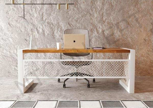 NTCollection Alfa Açık Ceviz Renk Masif Ahşap Ofis Ve Çalışma Masası ( 85 cm - 180 cm )  - Image 1