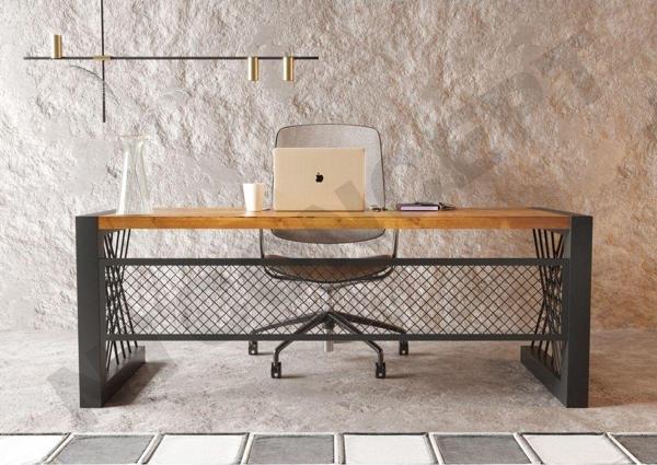 NTCollection Alfa Açık Ceviz Renk Masif Ahşap Ofis Ve Çalışma Masası ( 85 cm - 200 cm )  - Image 1