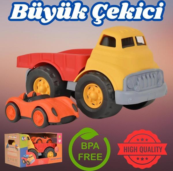 Lüx Sarı Büyük Çekici Kamyon - Plastik Çekici - Kırılmaz Oyuncak - Kırılmaz Çekici - Çekici Oyuncakl - Image 1