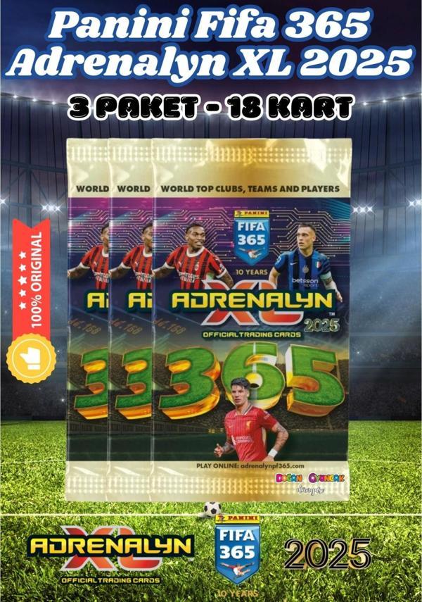 Panini FIFA 365 Adrenalyn XL 2025 Oyuncu Kartı - Futbolcu Kartları - Trading Oyuncu Kartı - 3 Paket - Image 1