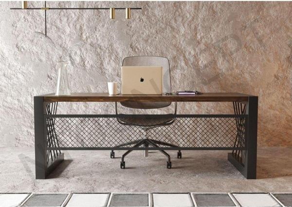 NTCollection Alfa Koyu Ceviz Renk Masif Ahşap Ofis Ve Çalışma Masası ( 85 cm - 200 cm )  - Image 1