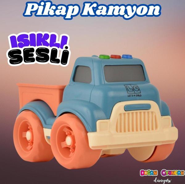 Lüx Turkuaz Sesli ve Işıklı Minik Pikap - Plastik Kamyon - Kırılmaz Oyuncak - Kırılmaz Pikap - Işıkl - Image 1