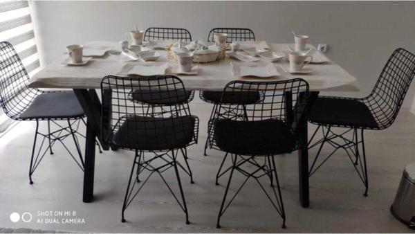 NTCollection Doğal Ağaç Mutfak Masası ( 85 cm - 150 cm Masa + 4 Sandalye )  - Image 1