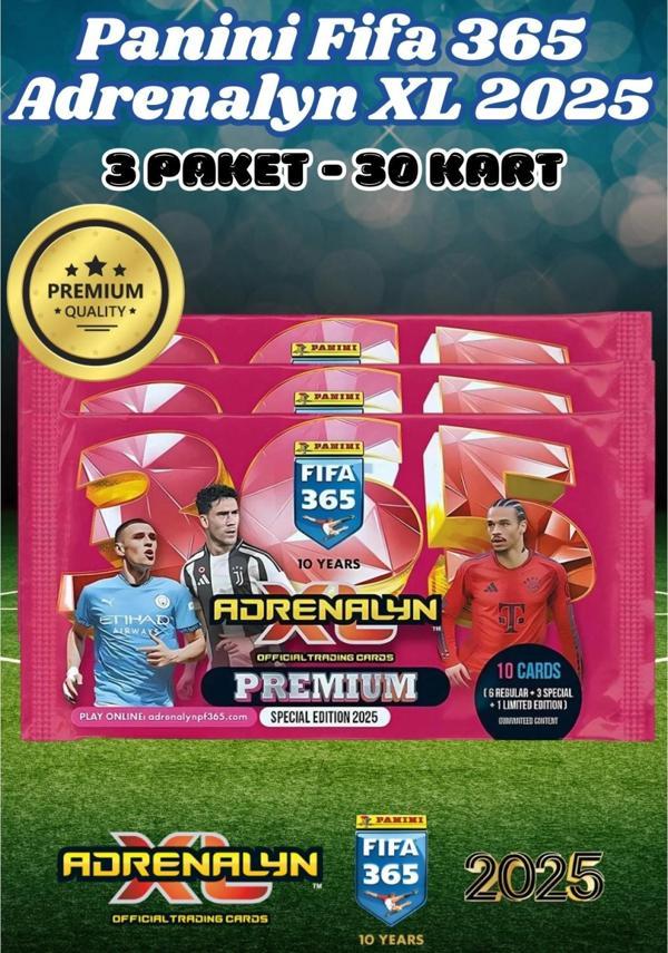 Panini Premium FIFA 365 Adrenalyn XL 2025 Oyuncu Kartı - Premium Futbolcu Kartları - 3 Paket - Image 1