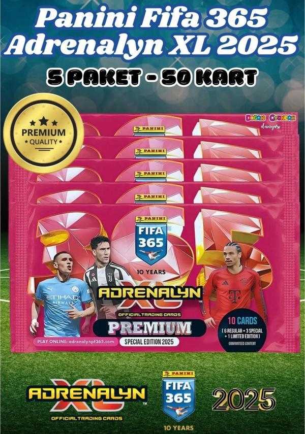 Panini Premium FIFA 365 Adrenalyn XL 2025 Oyuncu Kartı - Premium Futbolcu Kartları - 5 Paket - Image 1