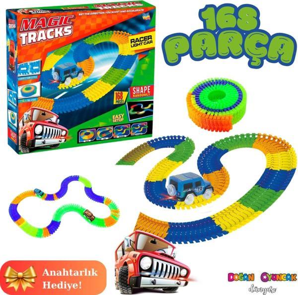 Magic Trucks 168 Parça Raylı Pist - Raylı Araç Oyuncak - Tren Oyuncak - Renkli Araç Yolu - Pist Set - Image 1