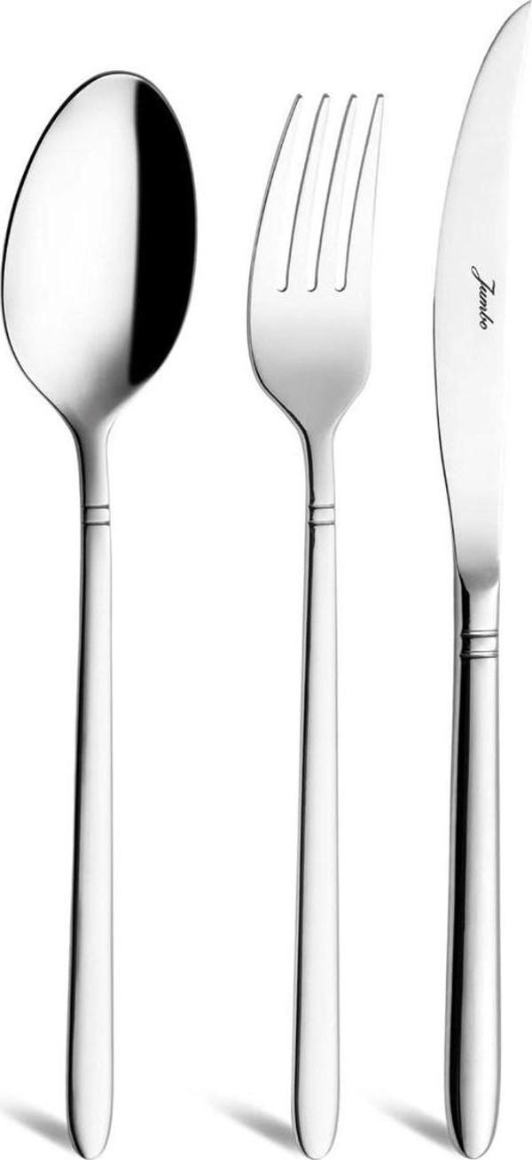 Jumbo 2002 18 Parça 6 Kişilik Yemek Çatal Kaşık Bıçak Takımı Çelik - Image 1