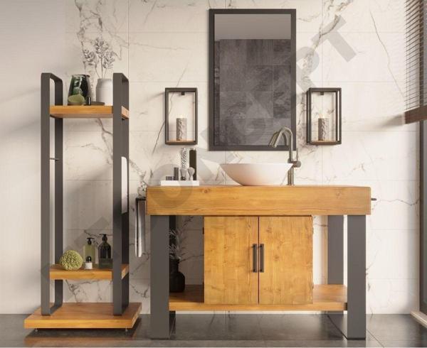 NTCollection Ayna Çerçeveli Masif Ahşap Lavabo Dolabı Hilton ( 70 cm )  - Image 1