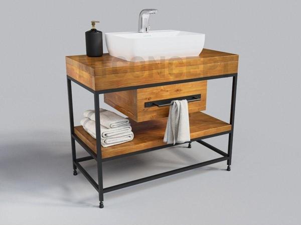 NTCollection Lia Masif Ahşap Lavabo Dolabı Hilton - Image 1