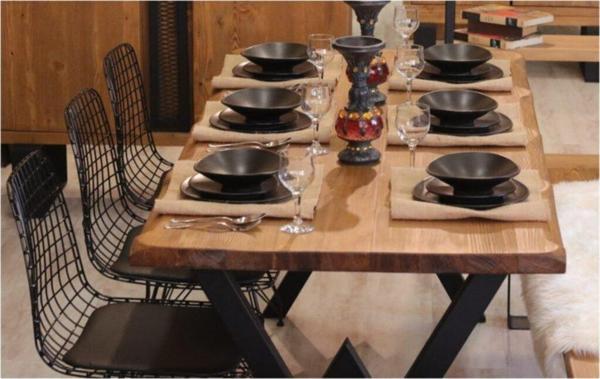 NTCollection Masif Ağaç Yemek Masası Takımı - 85 cm - 150 cm Masa + 150 cm Bank + 2 Adet Sandalye - Image 1
