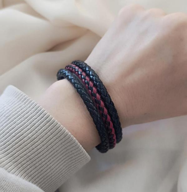 Bileklik Hakiki Deri Örgü Unisex 20 cm Bilezik Takı Aksesuar                   - Image 1