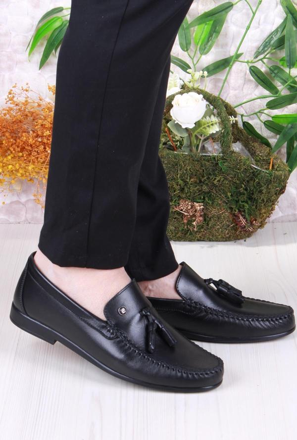 Pierre Cardin 25101 Siyah Hakiki Deri Erkek Babet Loafer Erkek Ayakkabı - Image 1