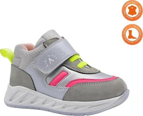 Della Tek Cırtlı Deri Kız Çocuk Bot Gri - Image 1