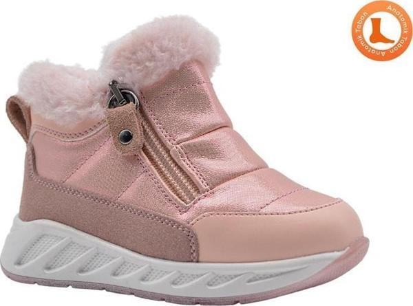 Bonthe Çift Fermuarlı İçi Peluş Kürklü Paraşüt Kumaş Kız Çocuk Bot Pembe - Image 1