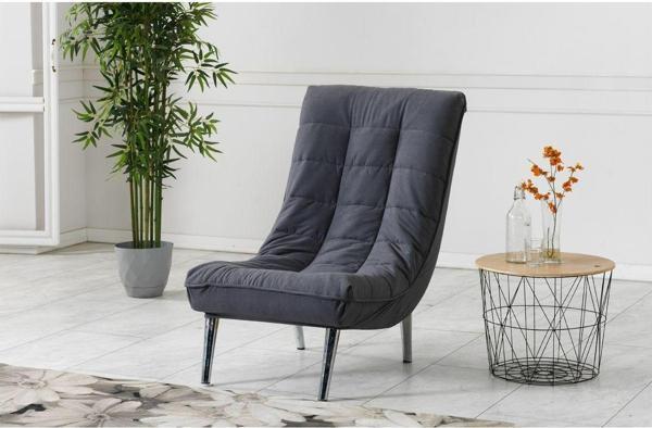 Meşe Home Smart Kılıflı Süngerli Metal Ayaklı Berjer Gri 67x94 cm - Image 1
