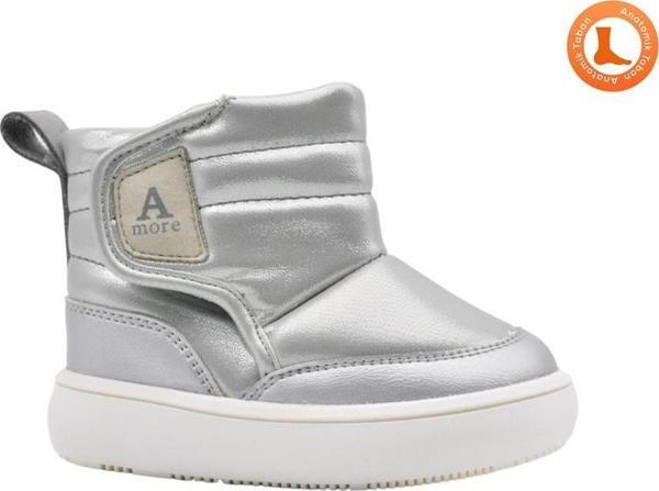 Maya İçi Peluş Kürklü Kız Bebek Bot Gümüş Rengi - Image 1