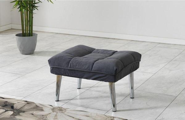 Meşe Home Smart Kılıflı Süngerli Metal Ayaklı Puf Gri 53x64 cm - Image 1