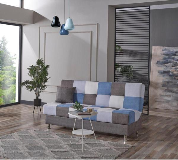 Meşe Home Cube Kolsuz Mekanizma Yataklı Yaylı Bazalı Kare Desenli Kanepe Koltuk Çekyat  - Image 1