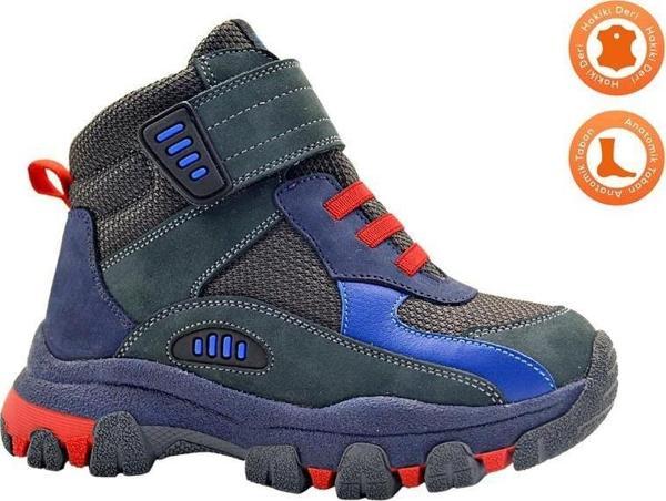 Arthur Cırtlı ve Lastikli İçi Kürklü Deri Erkek Çocuk Bot Füme-Saks - Image 1