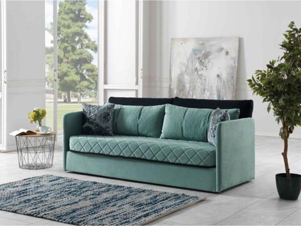 Meşe Home Siesta Fonksiyonel Kanepe Koltuk Metal Bazalı Yataklı Süngerli Su Yeşili Plastik Ayaklı 93x193 cm - Image 1