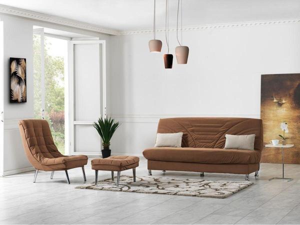 Meşe Home Smart Koltuk Takımı Kılıflı S Yaylı Kanepe Bazalı Yataklı Modern Konforlu Rahat (Üçlü+Berjer+Puf) 110x190 cm - Image 1