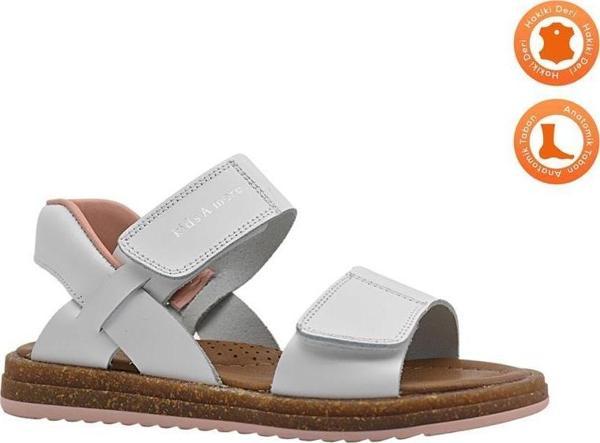 Minta Kız Çocuk Deri Sandalet Beyaz - Image 1