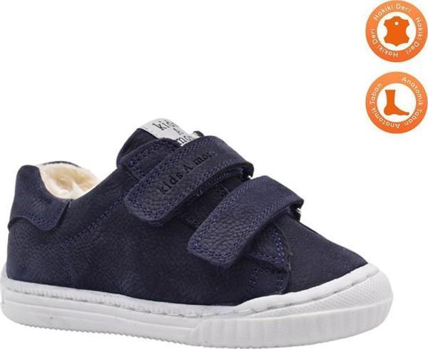 Pearl Çift Cırtlı Deri İçi Kürklü Unisex Ayakkabı Lacivert - Image 1
