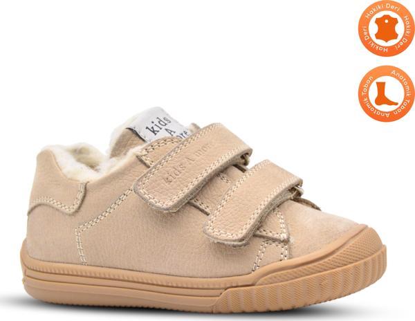 Pearl Çift Cırtlı Deri İçi Kürklü Unisex Ayakkabı Bej - Image 1