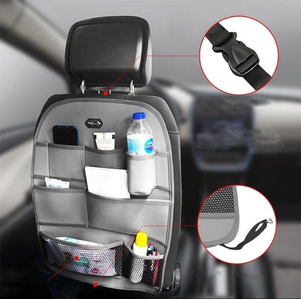 Suzuki Vitera Yeni Araç İçi Deri Koltuk Arkası Organizer Düzenleyici Koruyucu Gri - Image 1